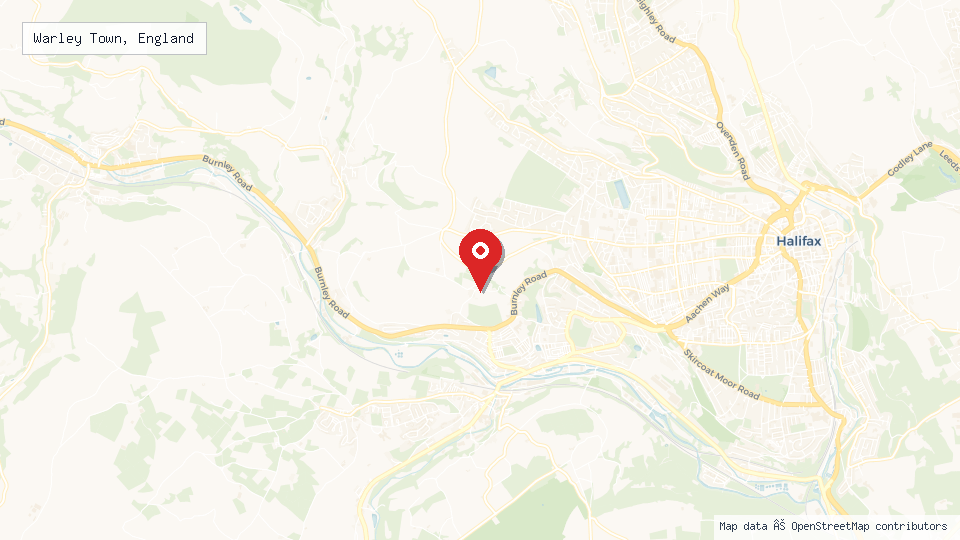 Street map of Warley Town, England with location pin