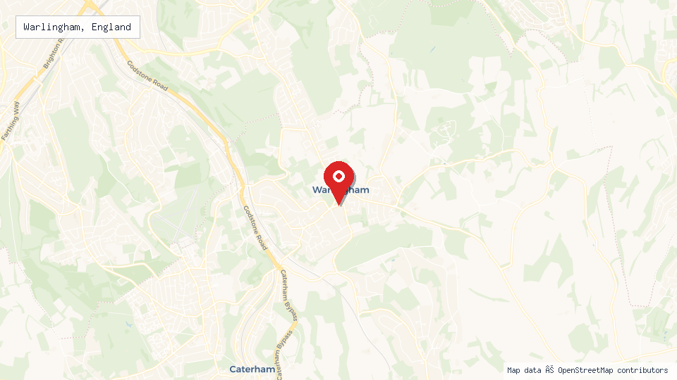 Street map of Warlingham, England with location pin