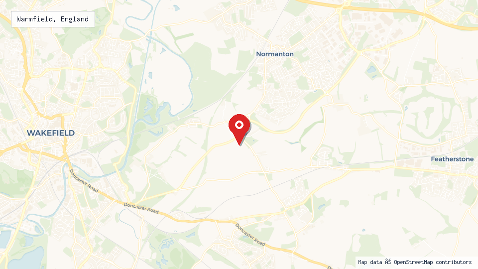 Street map of Warmfield, England with location pin