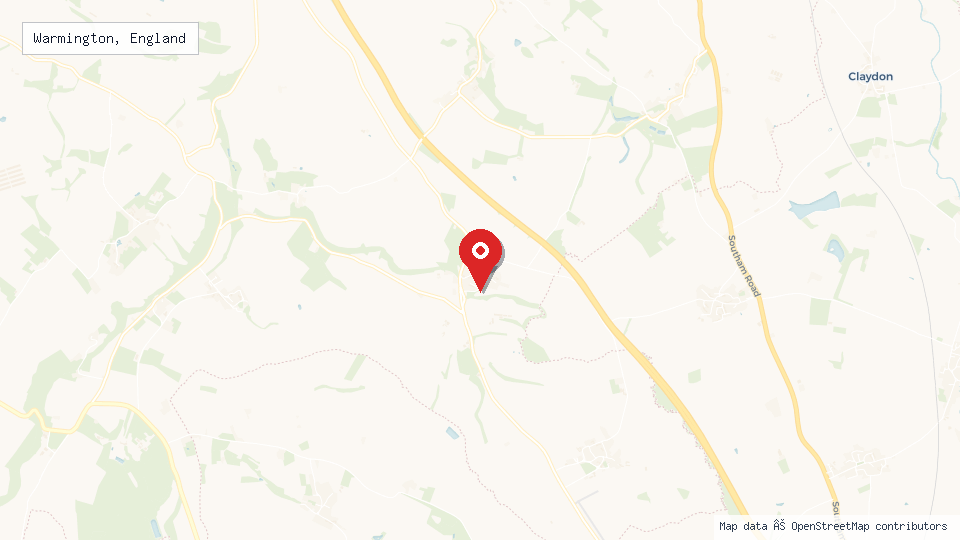 Street map of Warmington, England with location pin