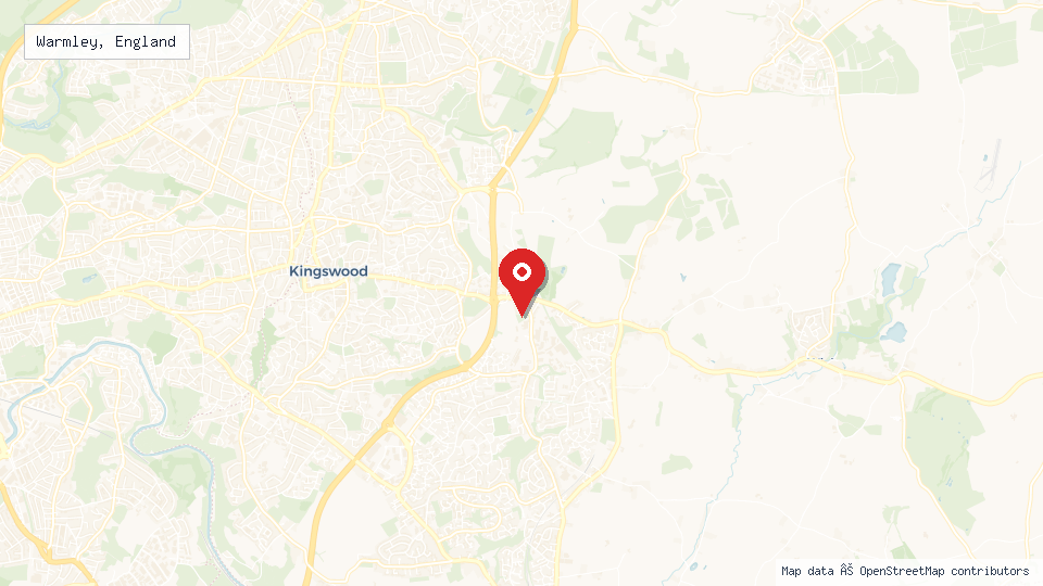 Street map of Warmley, England with location pin