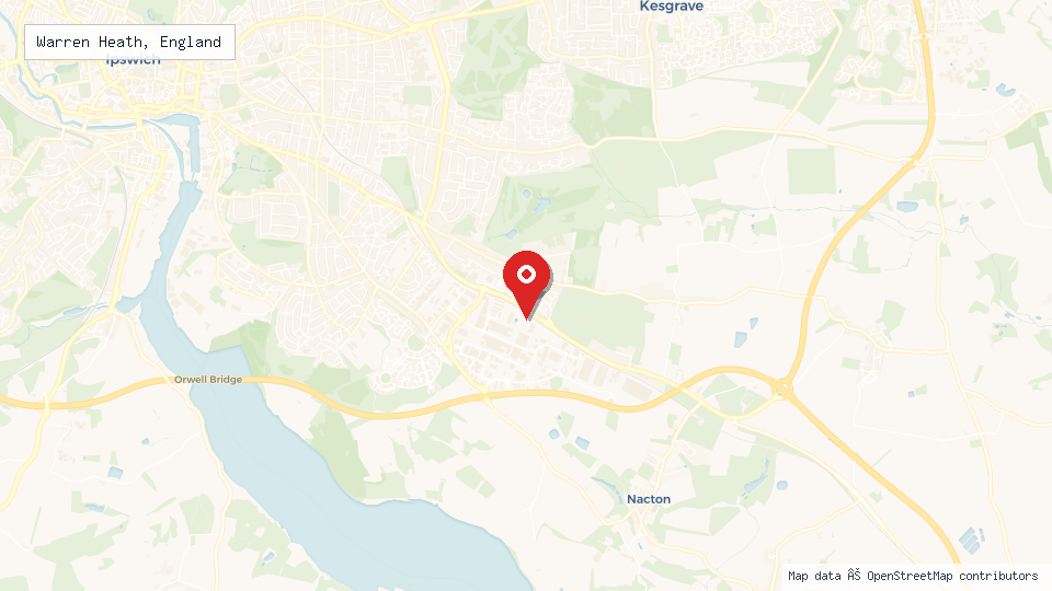 Street map of Warren Heath, England with location pin