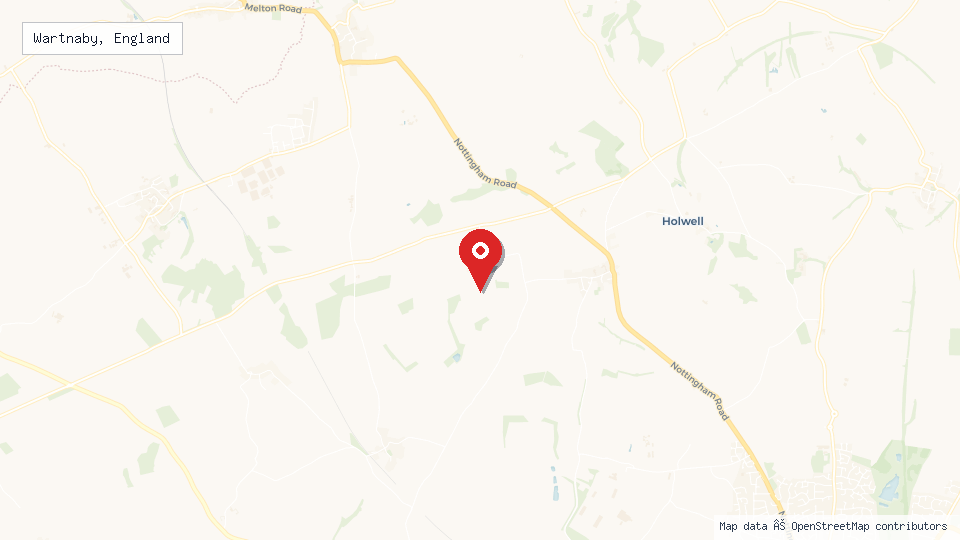 Street map of Wartnaby, England with location pin