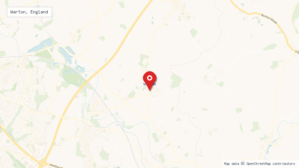 Street map of Warton, England with location pin