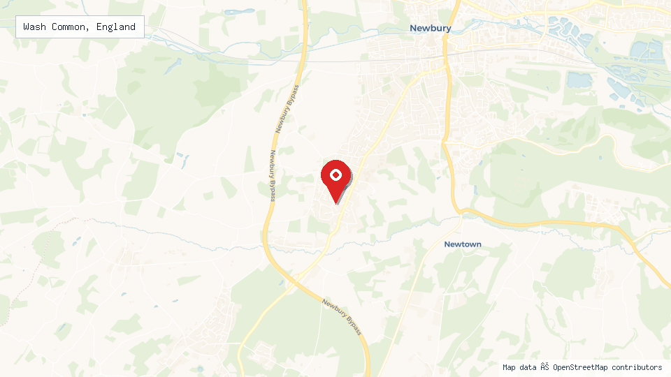 Street map of Wash Common, England with location pin