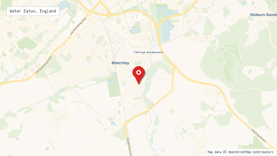 Street map of Water Eaton, England with location pin