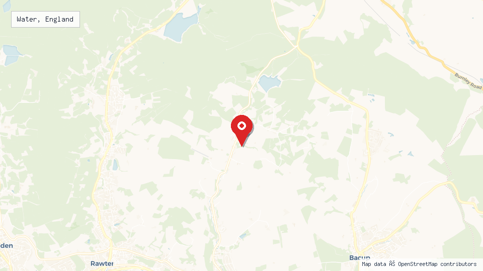 Street map of Water, England with location pin
