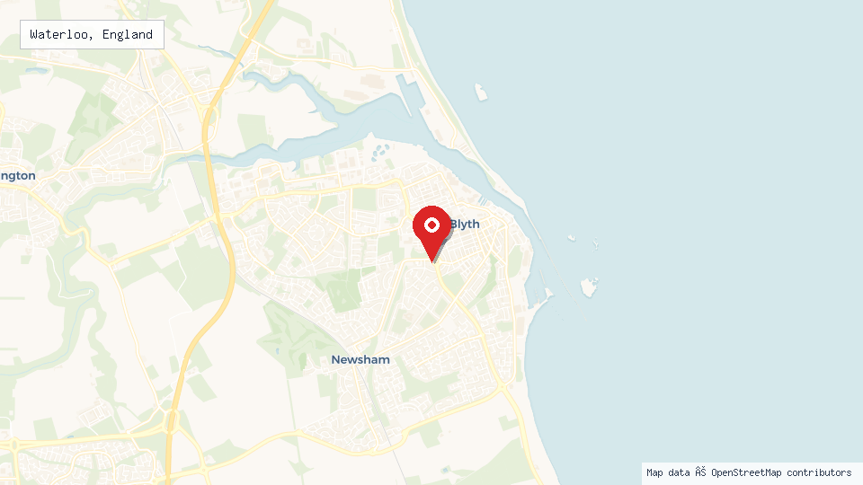 Street map of Waterloo, England with location pin