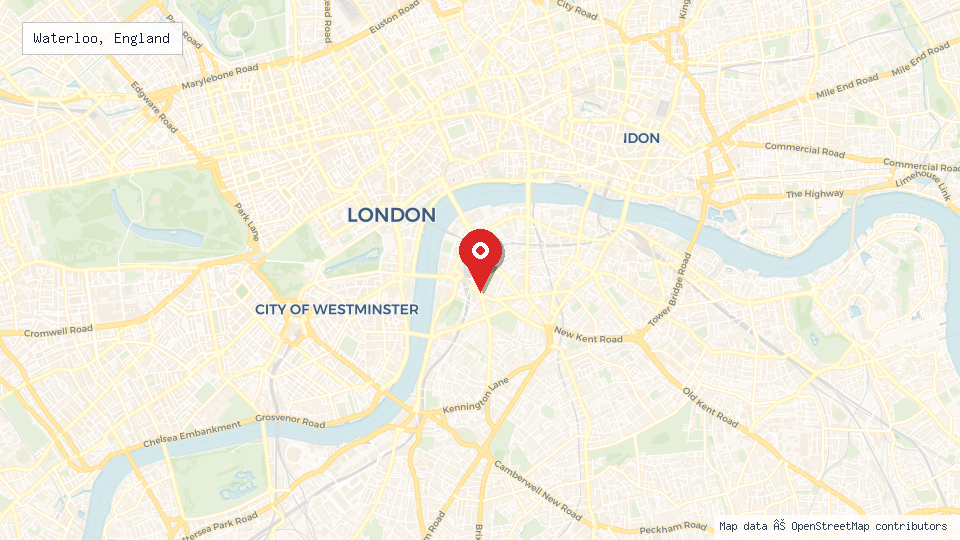 Street map of Waterloo, England with location pin
