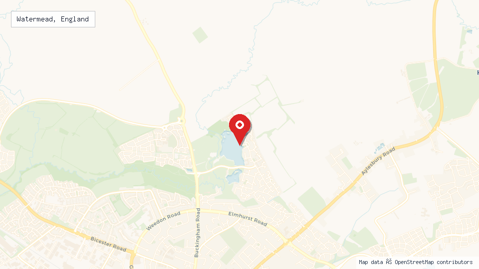 Street map of Watermead, England with location pin