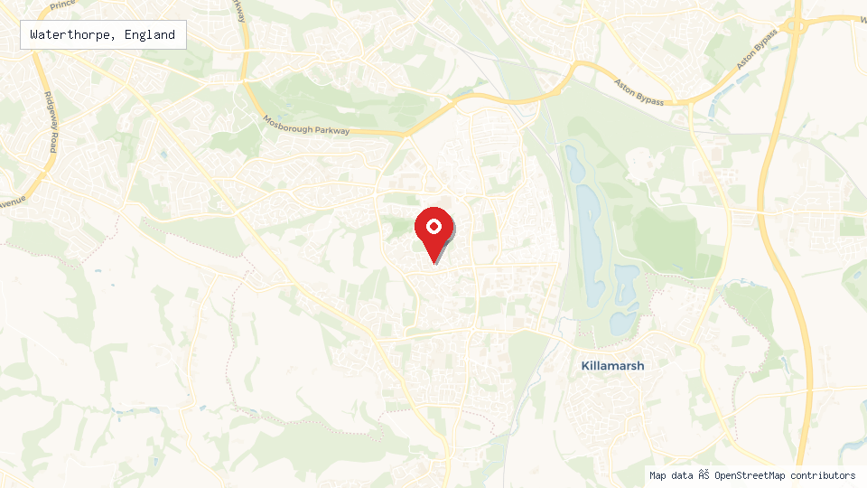 Street map of Waterthorpe, England with location pin