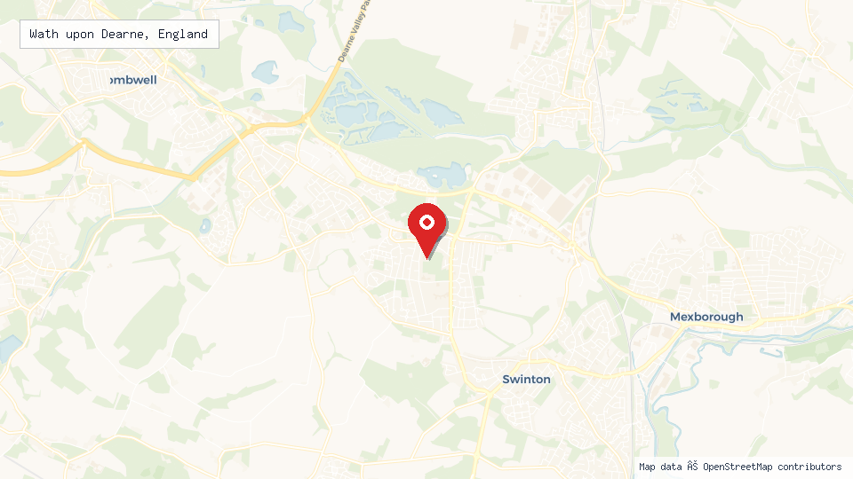 Street map of Wath upon Dearne, England with location pin