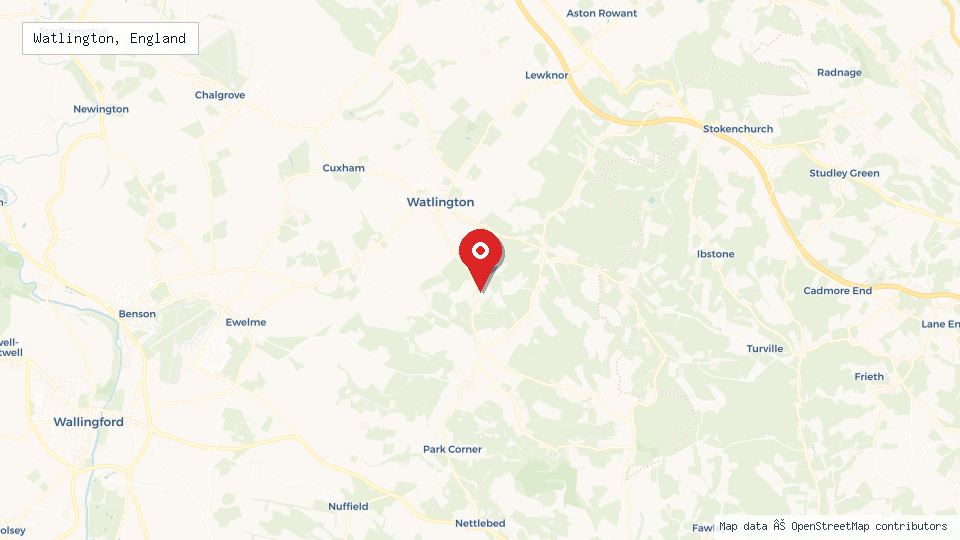 Street map of Watlington, England with location pin