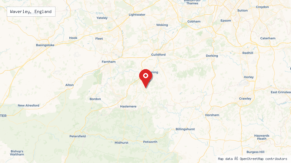 Street map of Waverley, England with location pin