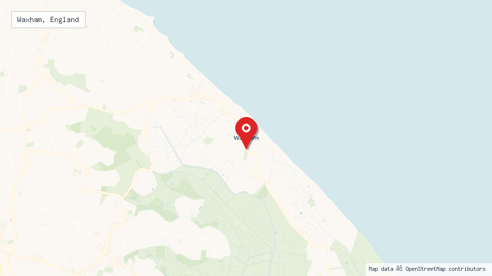 Street map of Waxham, England with location pin