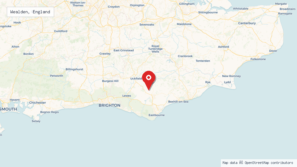 Street map of Wealden, England with location pin