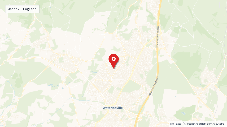 Street map of Wecock, England with location pin