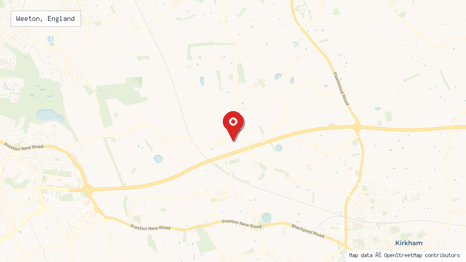 Street map of Weeton, England with location pin