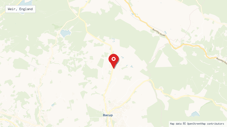 Street map of Weir, England with location pin