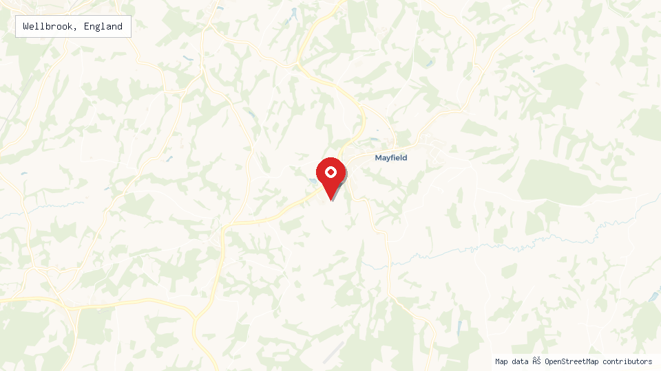 Street map of Wellbrook, England with location pin