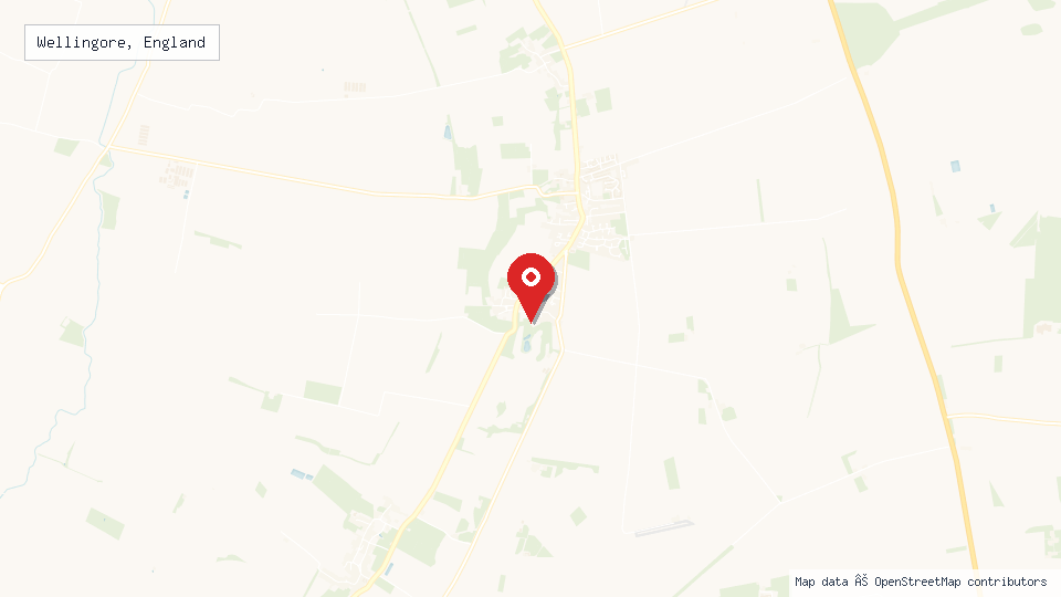 Street map of Wellingore, England with location pin