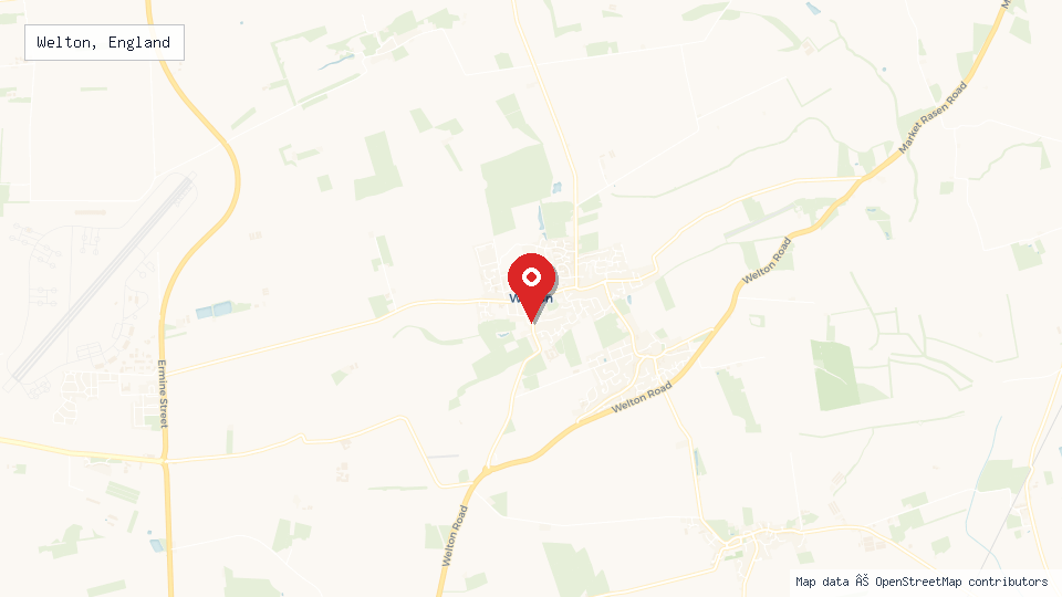 Street map of Welton, England with location pin