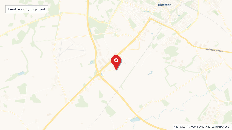 Street map of Wendlebury, England with location pin
