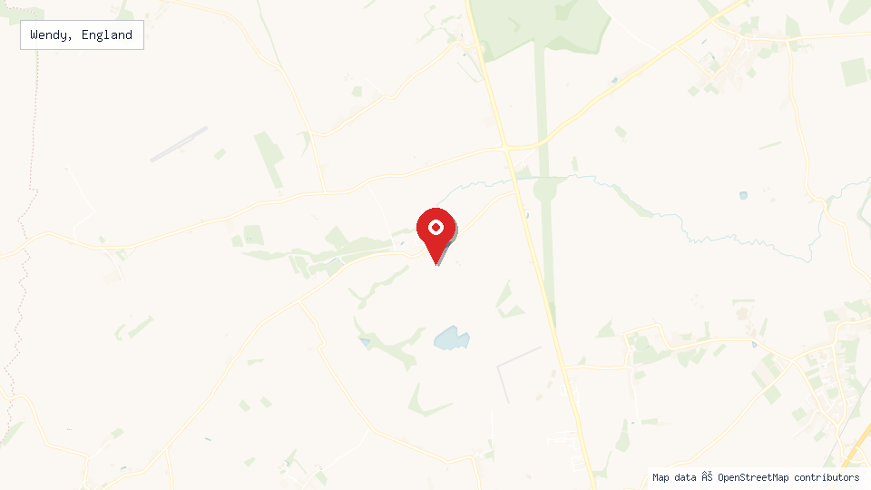 Street map of Wendy, England with location pin