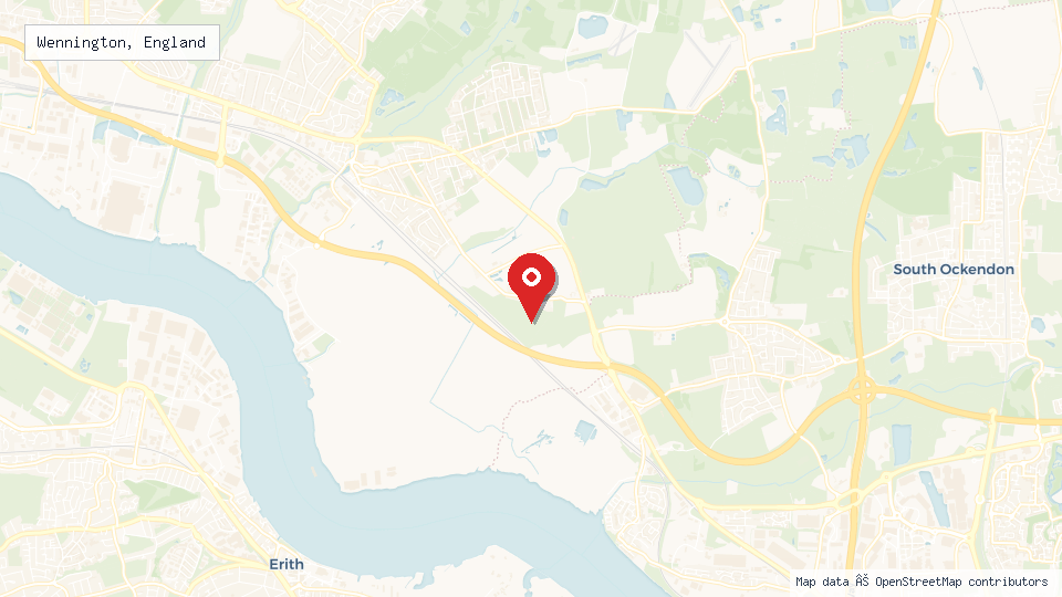 Street map of Wennington, England with location pin