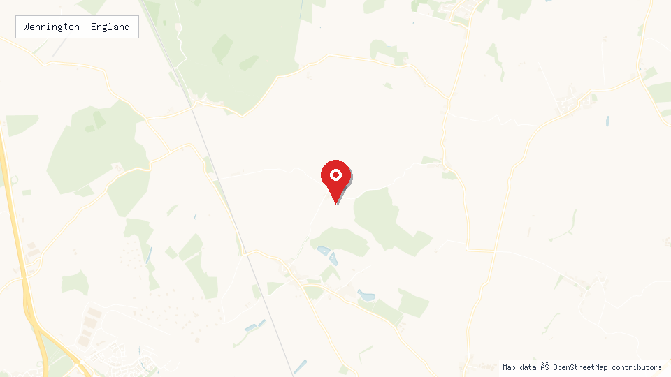 Street map of Wennington, England with location pin