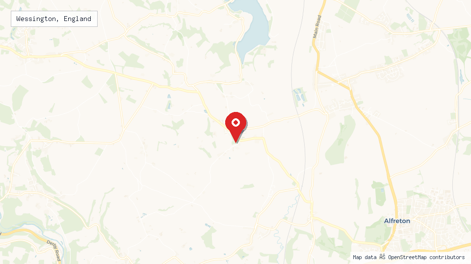 Street map of Wessington, England with location pin