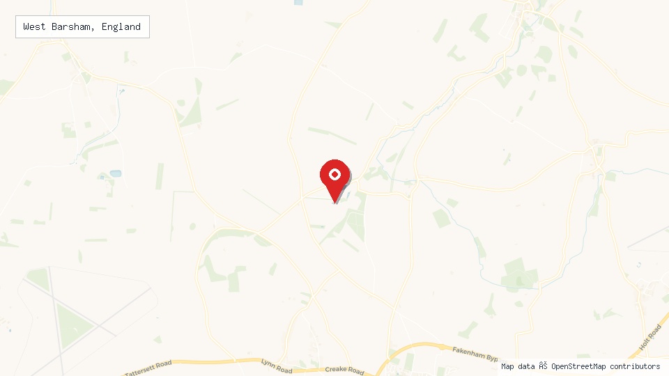 Street map of West Barsham, England with location pin