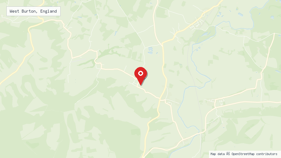 Street map of West Burton, England with location pin