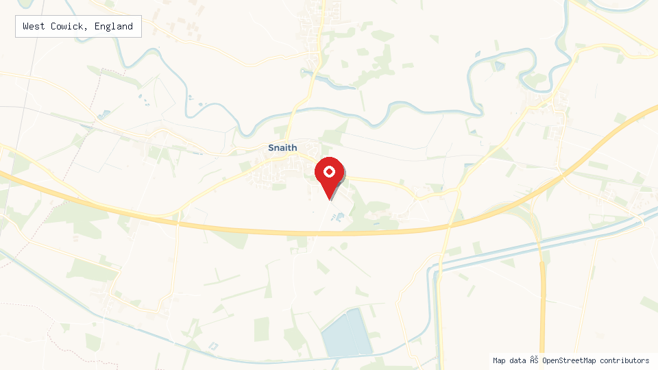Street map of West Cowick, England with location pin
