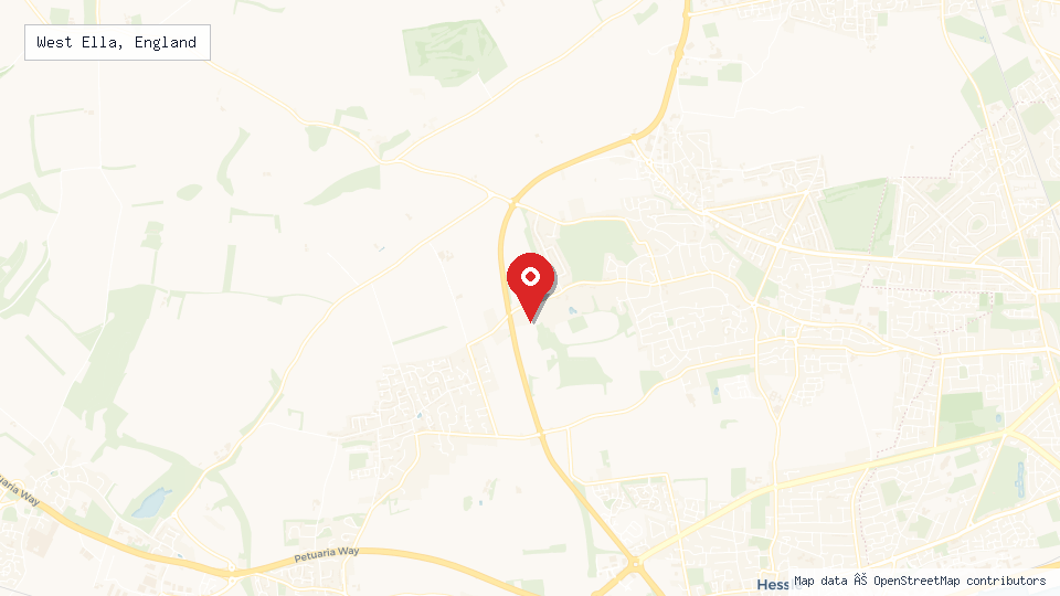Street map of West Ella, England with location pin