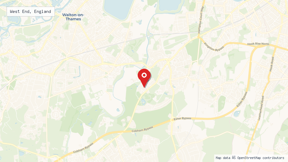 Street map of West End, England with location pin