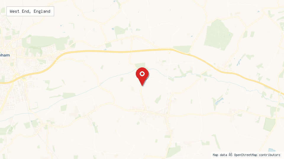 Street map of West End, England with location pin