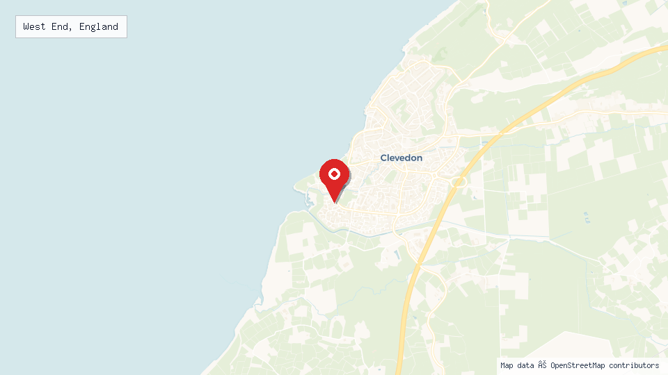 Street map of West End, England with location pin