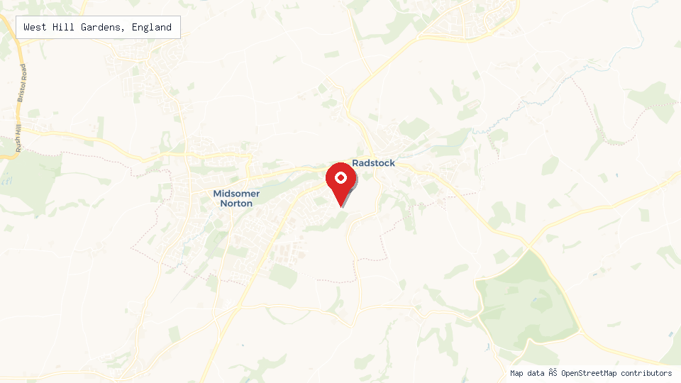 Street map of West Hill Gardens, England with location pin