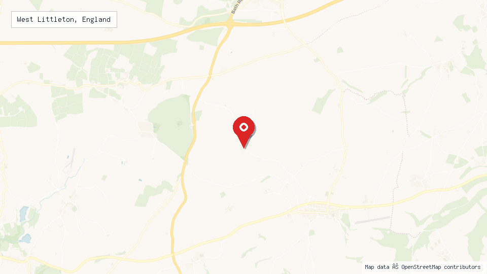 Street map of West Littleton, England with location pin