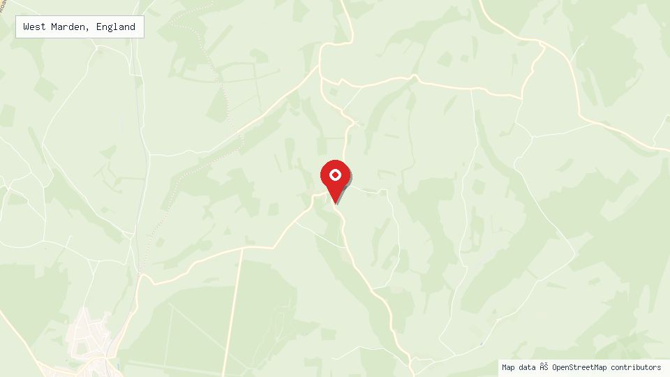 Street map of West Marden, England with location pin