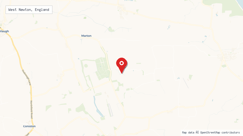 Street map of West Newton, England with location pin