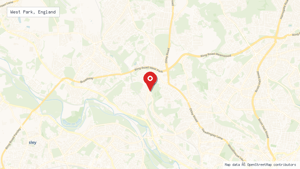 Street map of West Park, England with location pin