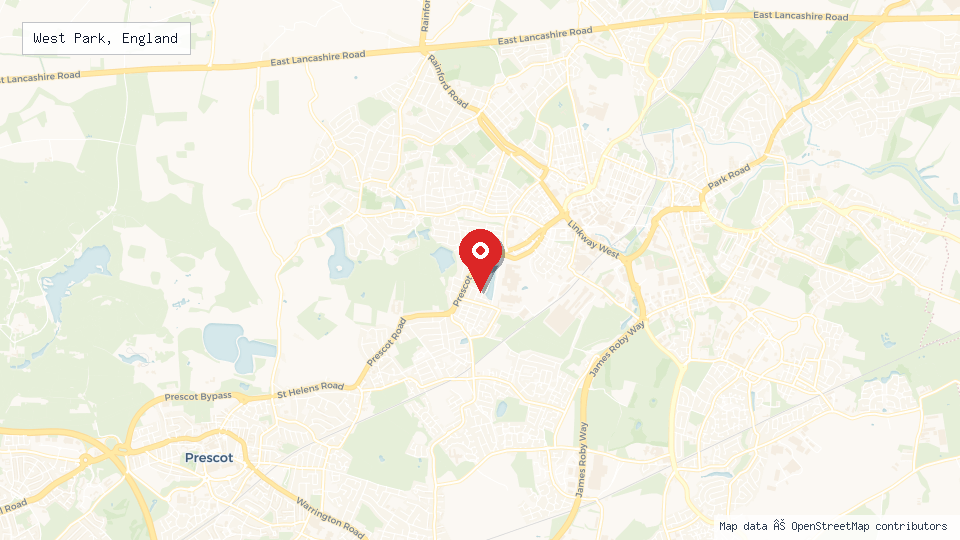 Street map of West Park, England with location pin