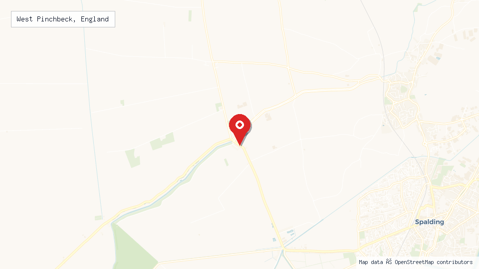 Street map of West Pinchbeck, England with location pin