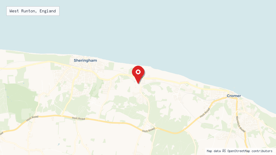 Street map of West Runton, England with location pin