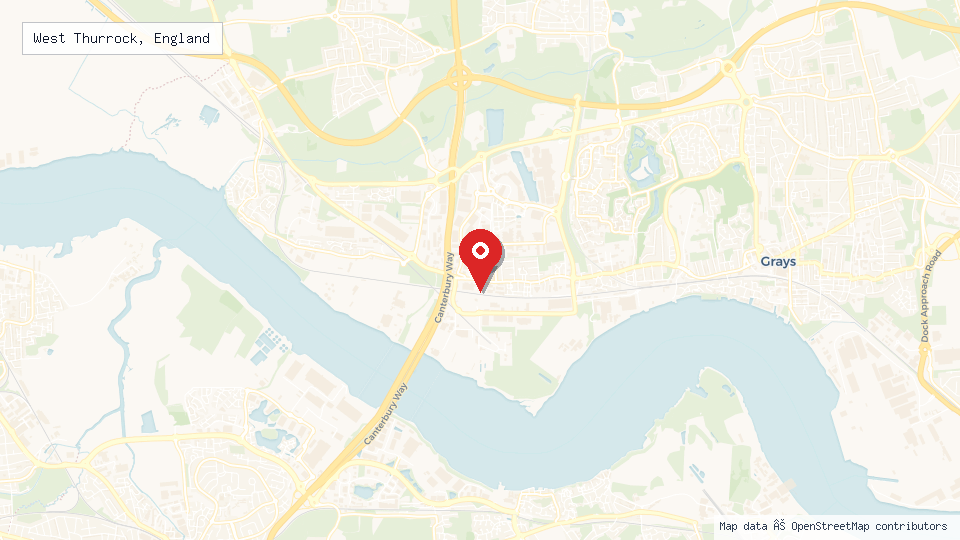Street map of West Thurrock, England with location pin