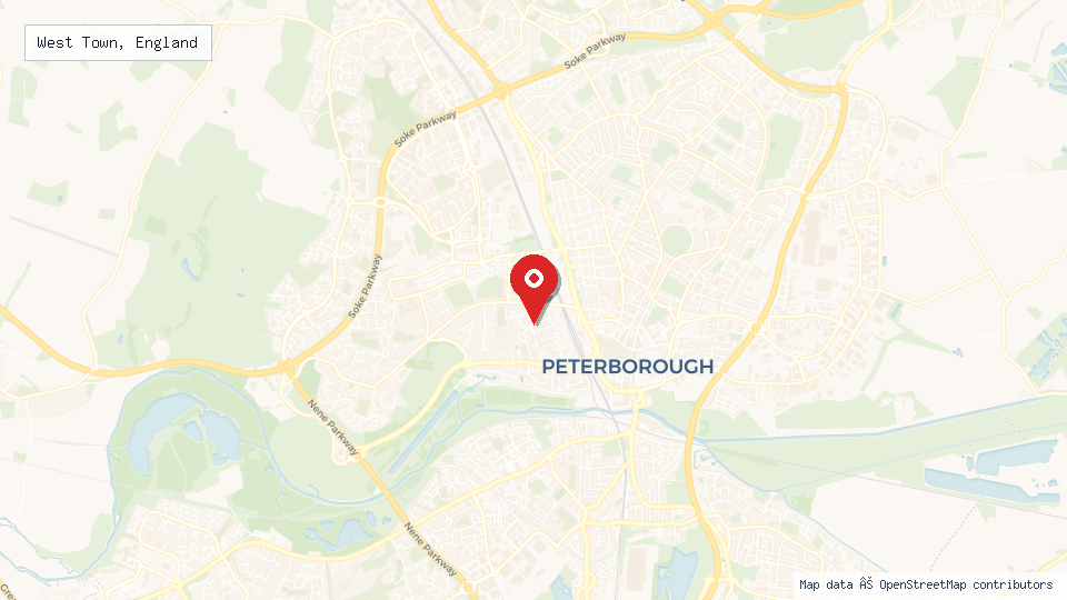 Street map of West Town, England with location pin