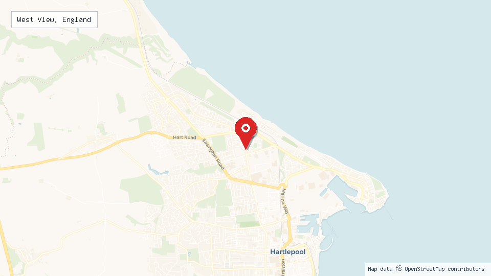Street map of West View, England with location pin
