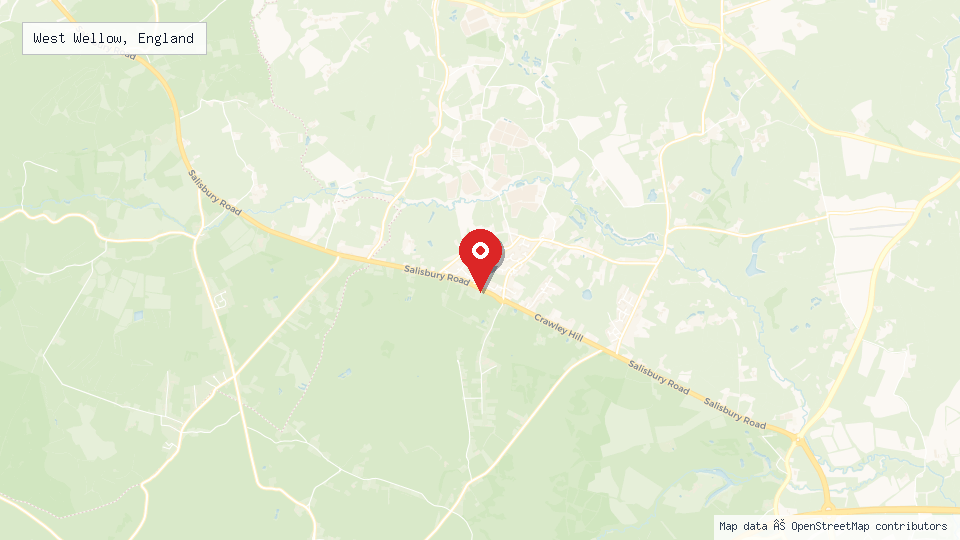 Street map of West Wellow, England with location pin